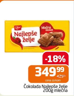 Čokolada Najlepše želje 200g mlečna