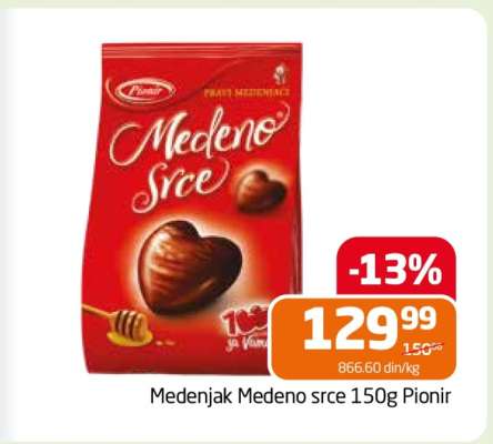 Medenjak Medeno srce 150g Pionir