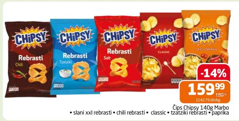 Čips Chipsy 140g Marbo