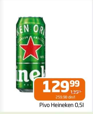 Pivo Heineken 0,5l