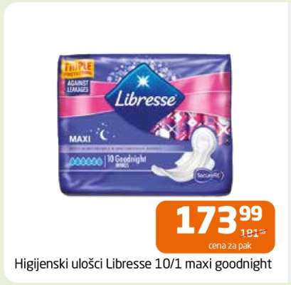 Higijenski ulošci Libresse 10/1 maxi goodnight