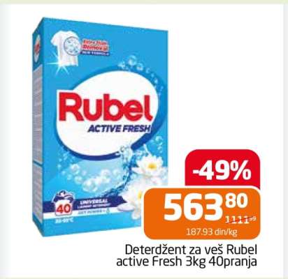 Deterdžent za veš Rubel active Fresh 3kg 40 pranja