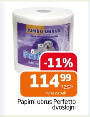 Papirni ubrus Perfetto dvoslojni