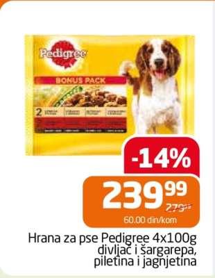 Hrana za pse Pedigree 4x100g