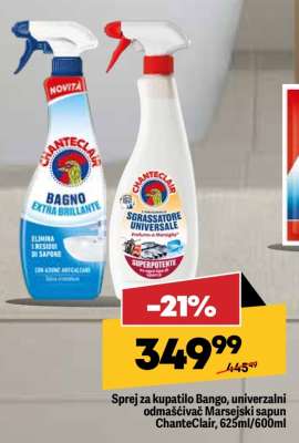Sprej za kupatilo Bango, univerzalni odmašćivač Marsejski sapun ChanteClair, 625ml/600ml