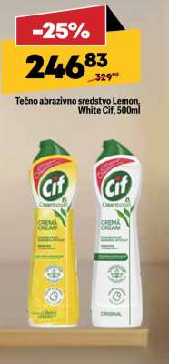 Tečno abrazivno sredstvo Lemon, White Cif, 500ml