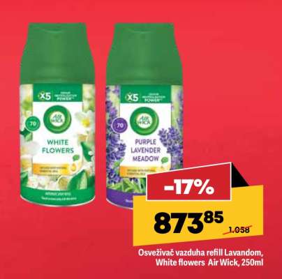 Osveživač vazduha refill Lavandom, White flowers Air Wick, 250ml