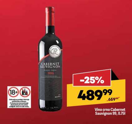 Vino crno Cabernet Sauvignon 99, 0,75l