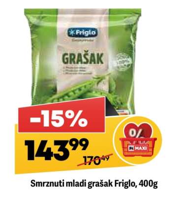 Smrznuti mladi grašak Friglo, 400g
