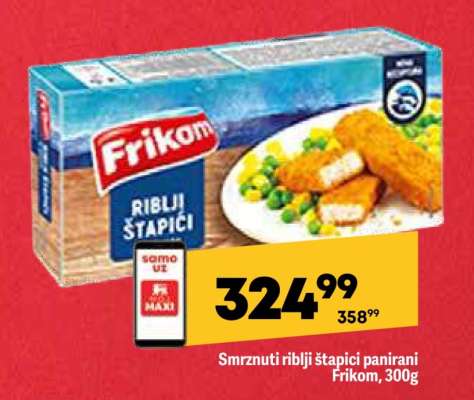 Smrznuti riblji štapici panirani Frikom , 300g