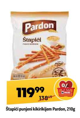 Štapići punjeni kikirikijem Pardon , 210g