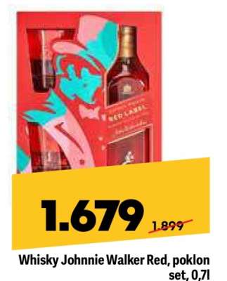 Whisky Johnnie Walker Red poklon set,0,7l