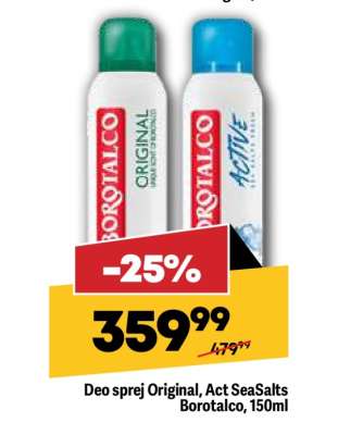 Deo sprej Original, Act SeaSalts, Borotalco, 150ml