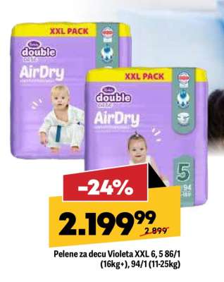 Pelene za decu Violeta XXL 6, 5 86/1 (16kg+), 94/1 (11-25kg)