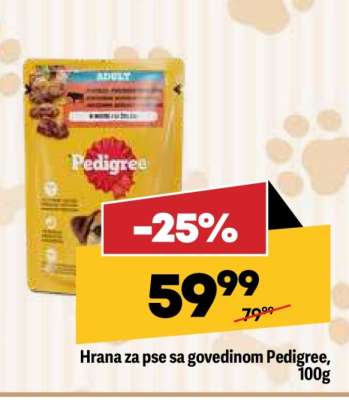 Hrana za pse sa govedinom Pedigree, 100g