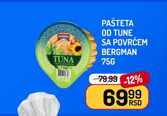 Pašteta od tune sa povrćem Bergman 75g