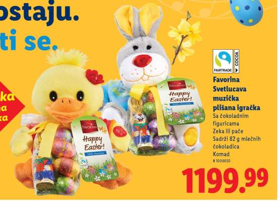 Favorina Svetlucava muzička plišana igračka