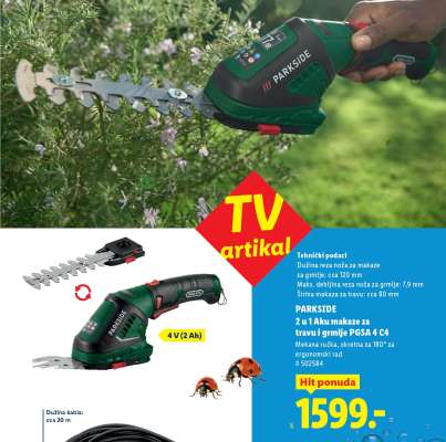 PARKSIDE 2 u 1 Aku makaze za travu i grmlje PGSA 4 C4