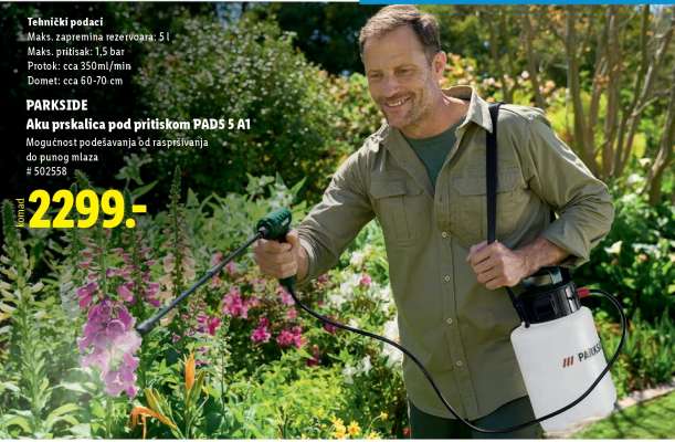 PARKSIDE Aku prskalica pod pritiskom PADS 5 A1