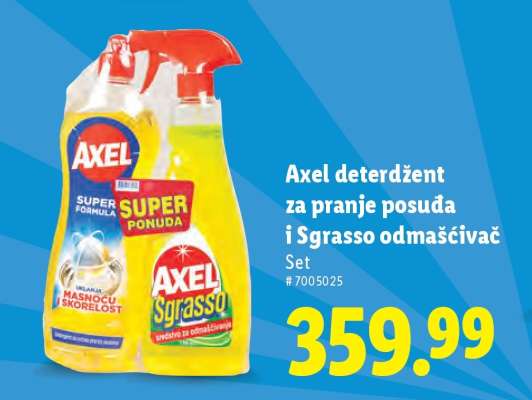 Axel deterdžent za pranje posuđa i Sgrasso odmašćivač
