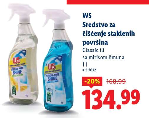 W5 Sredstvo za čišćenje staklenih površina