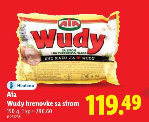 Aia Wudy hrenovke sa sirom
