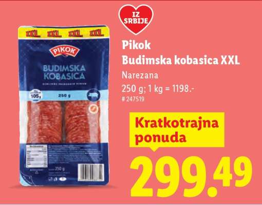 Pikok Budimska kobasica XXL