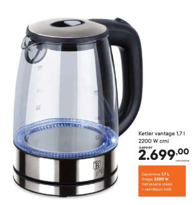 Ketler vantage 1,7 l 2200 W crni