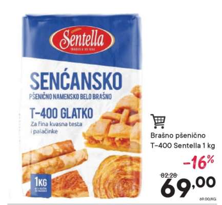 Brašno pšenično T-400 Sentella 1 kg