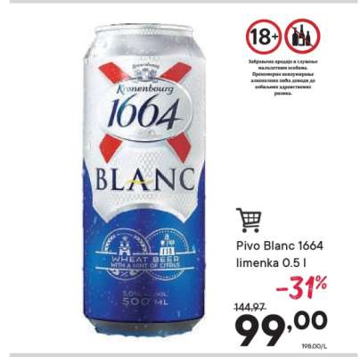 Pivo Blanc 1664 limenka 0.5 l