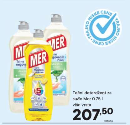 Tečni deterdžent za sude Mer 0.75 l i više vrsta