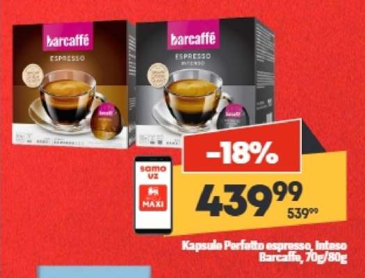 Kapsule Perfetto Espresso, Inteso Barcaffe, 70g/80g