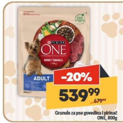 Granule za pse govedina i piri­nač ONE, 800g