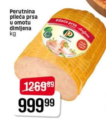 Perutnina pileća prsa u omotu dimljena