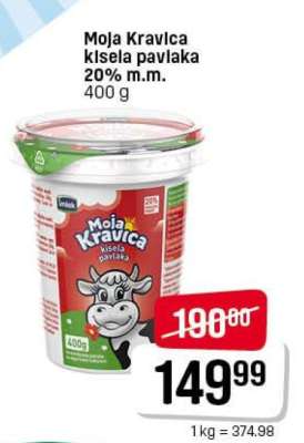 Moja Kravica kisela pavlaka 20% m.m.