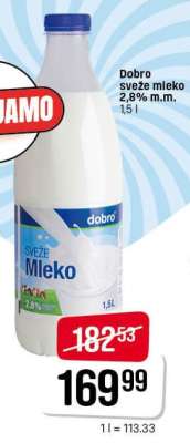 Dobro sveže mleko 2,8% m.m.