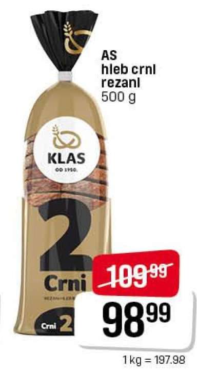 AS hleb crni rezani 500 g