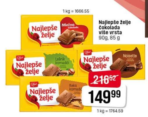 Najlepše želje čokolada više vrsta