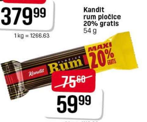 Kandit rum pločice 20% gratis