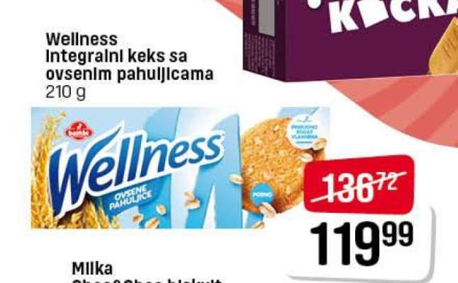 Wellness Integralni keks sa ovsenim pahuljicama 210 g