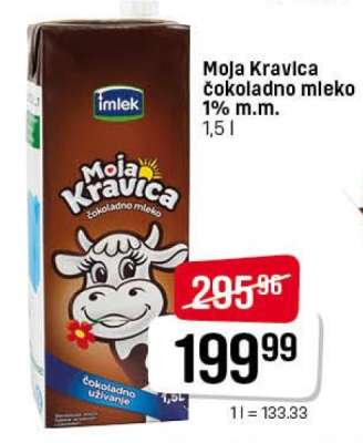 Moja Kravica čokoladno mleko 1% m.m.