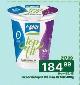 Sir obrani top fit 0% m.m. Dr Milk 400g