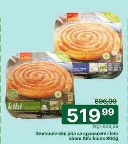 Smrznuta kihi pita sa spanacem i feta sirom Alfa foods