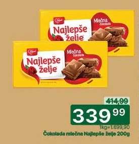 Čokolada mlečna Najlepše želje 200g