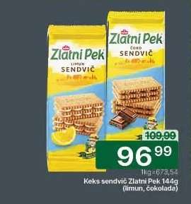 Keks sendvič Zlatni Pek 144g