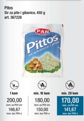 Pittos Sir za pite i gibanice, 450 g