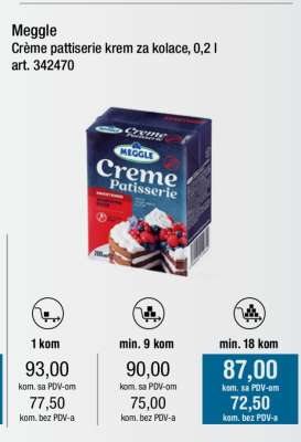 Meggle Crème patisserie krem za kolace, 0,2 l