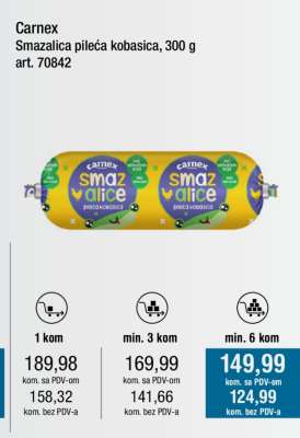 Carnex Smazalica pileća kobasica, 300 g