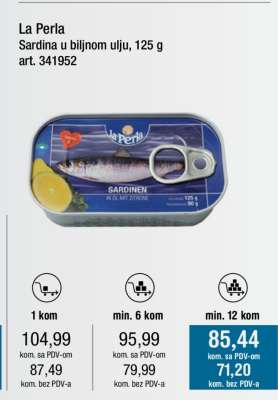 La Perla Sardina u biljnom ulju, 125 g