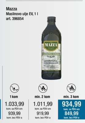 Mazza Maslinovo ulje EV, 1 l